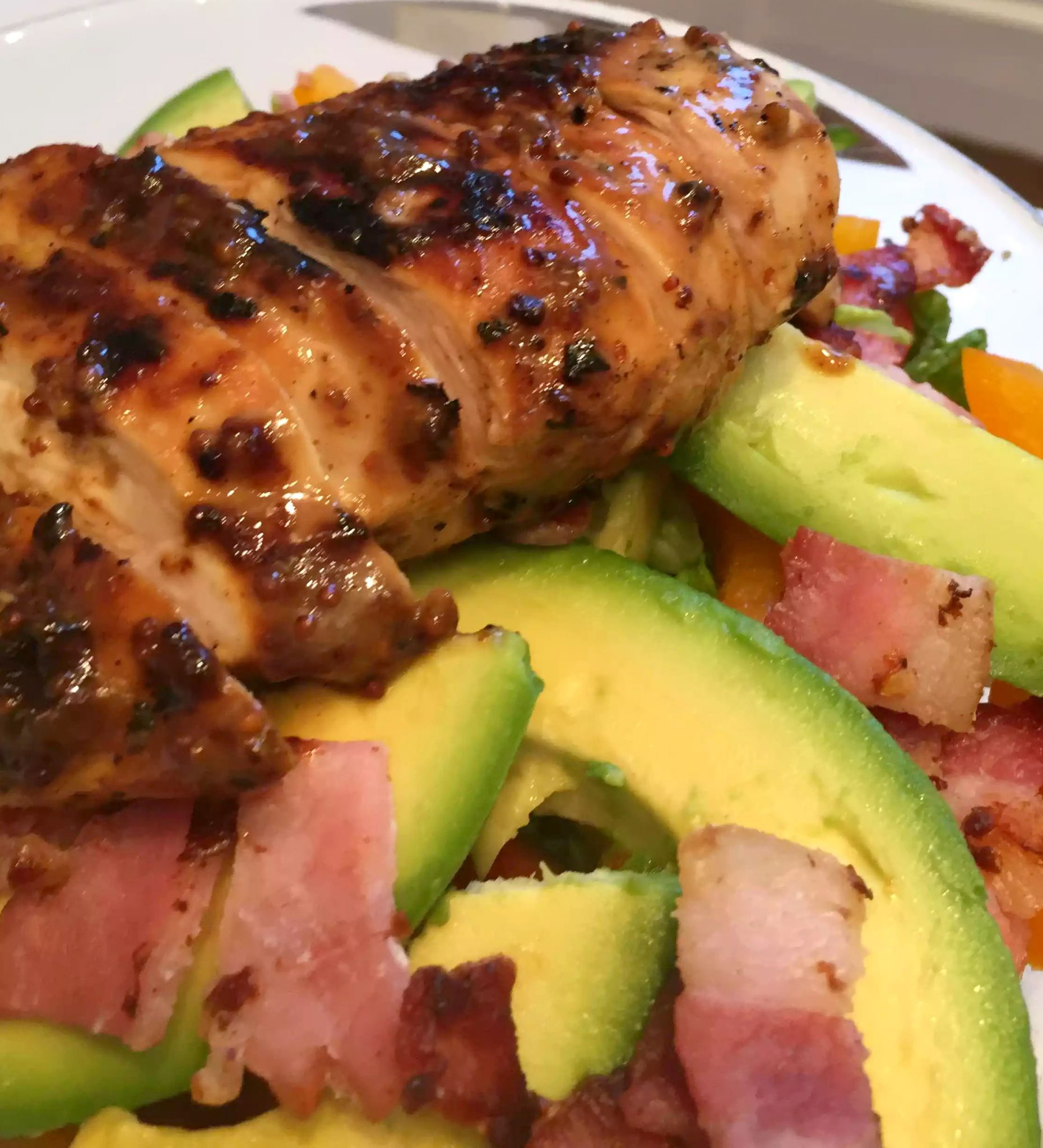 Honey Mustard Chicken Paleo SCD Dinner London Recipe Avocado Bacon