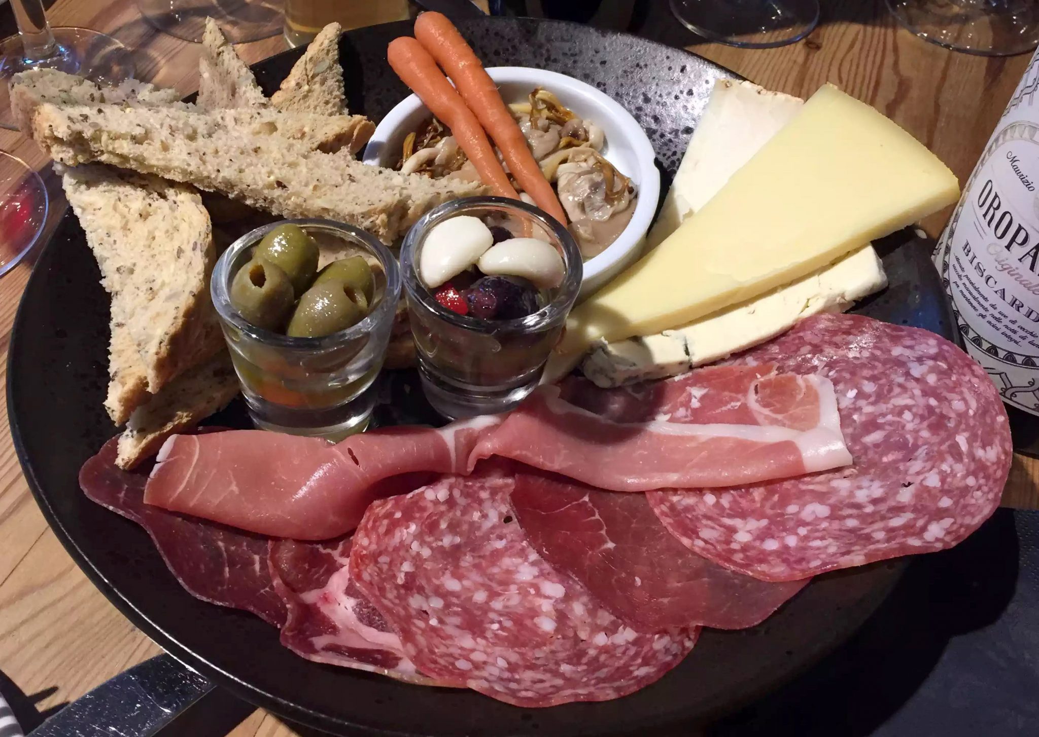 Great Northern Pub St Albans Wine Tasting Dinner Antipasti Platter Salami Prosciutto Bresaola Olives Cheese Pickled Mushrooms