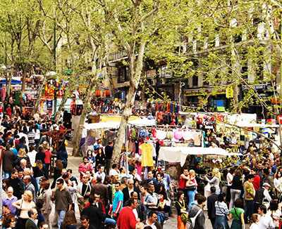 Madrid Sunshine El Rastro Flea Market Stalls Sunday