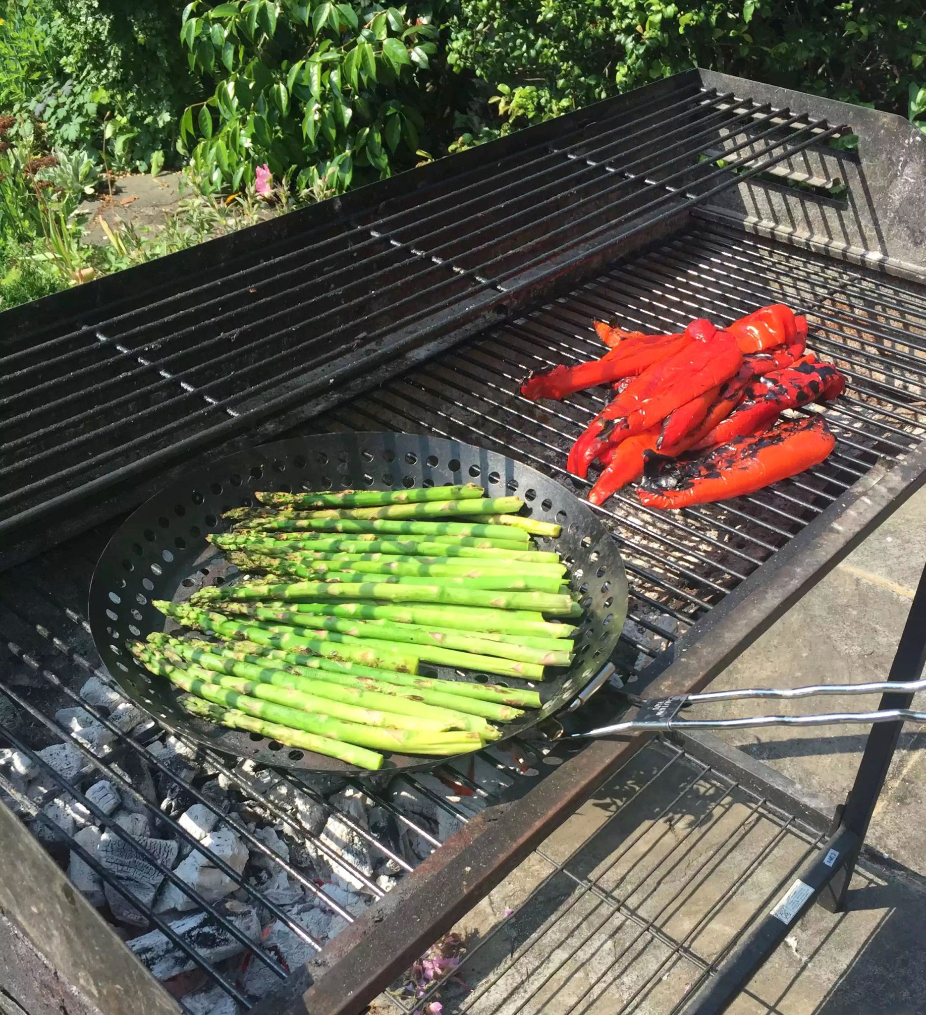 BBQ St Albans Sunshine Garden Outdoors Burgers Asparagus Peppers Lamb Sausages Salad Cheese Strawberries Mango Wine