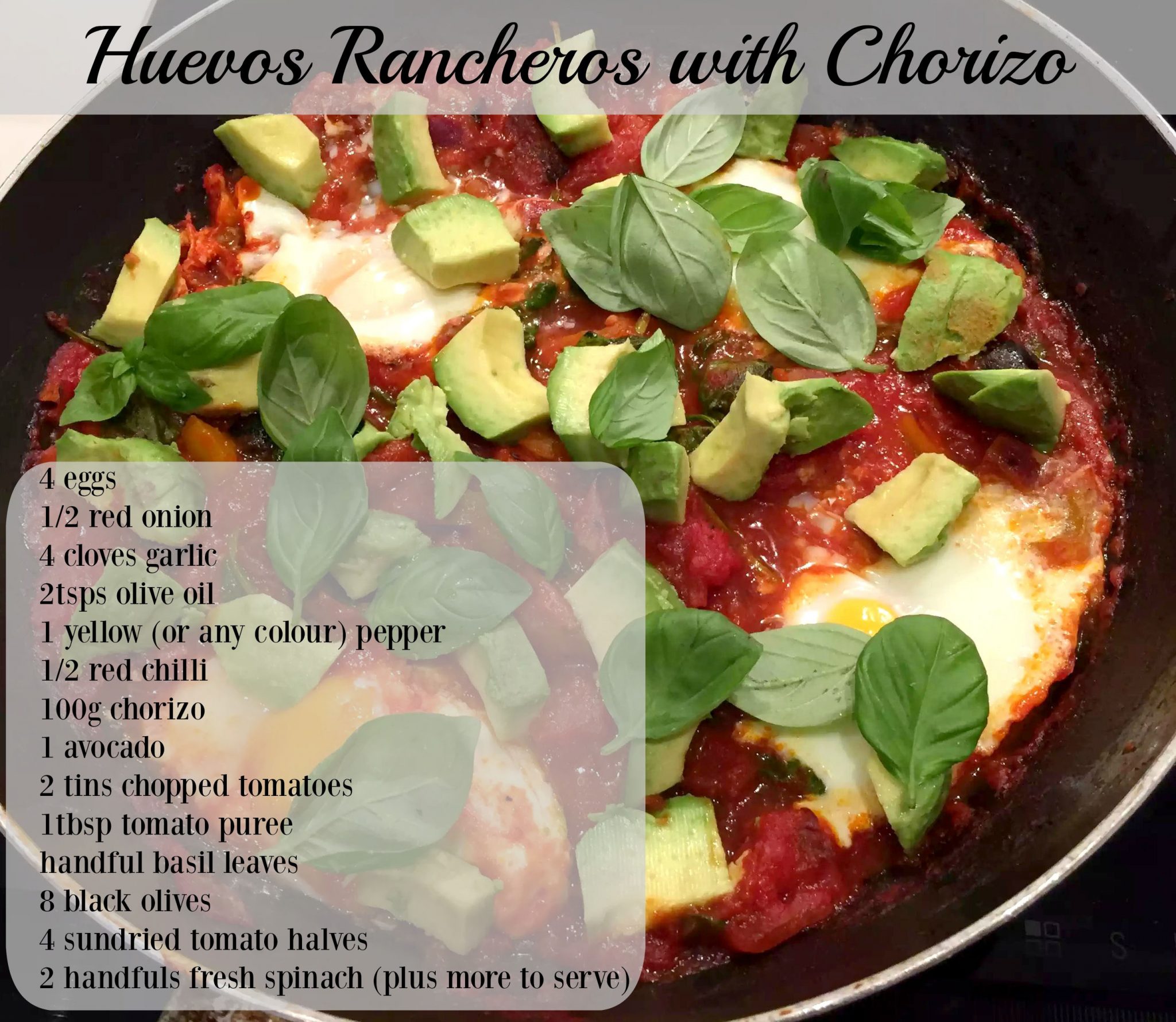 Huevos Rancheros Chorizo Baked Eggs Tomato Avocado Basil Olives Garlic Pepper Healthy Mexican SCD Paleo Dinner