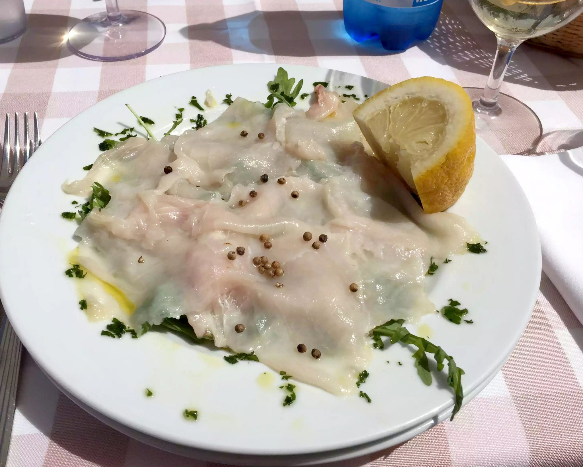 Taverna de Santos Torre Canne Puglia Italy Sunshine Sunbathing Beach Relax Restaurant Swordfish Carpaccio