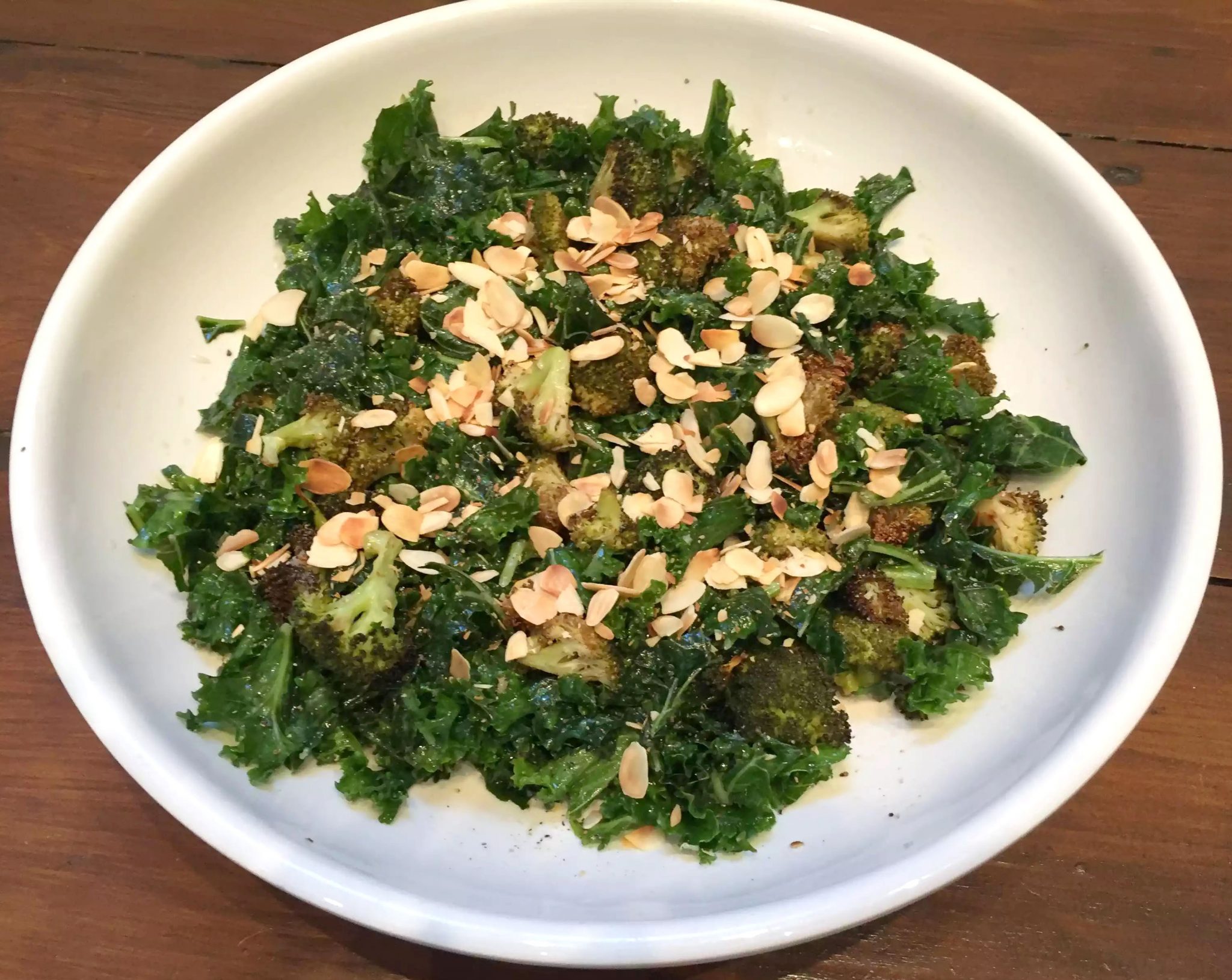 Kale, Roasted Broccoli & Almond Salad with Lemon Dressing