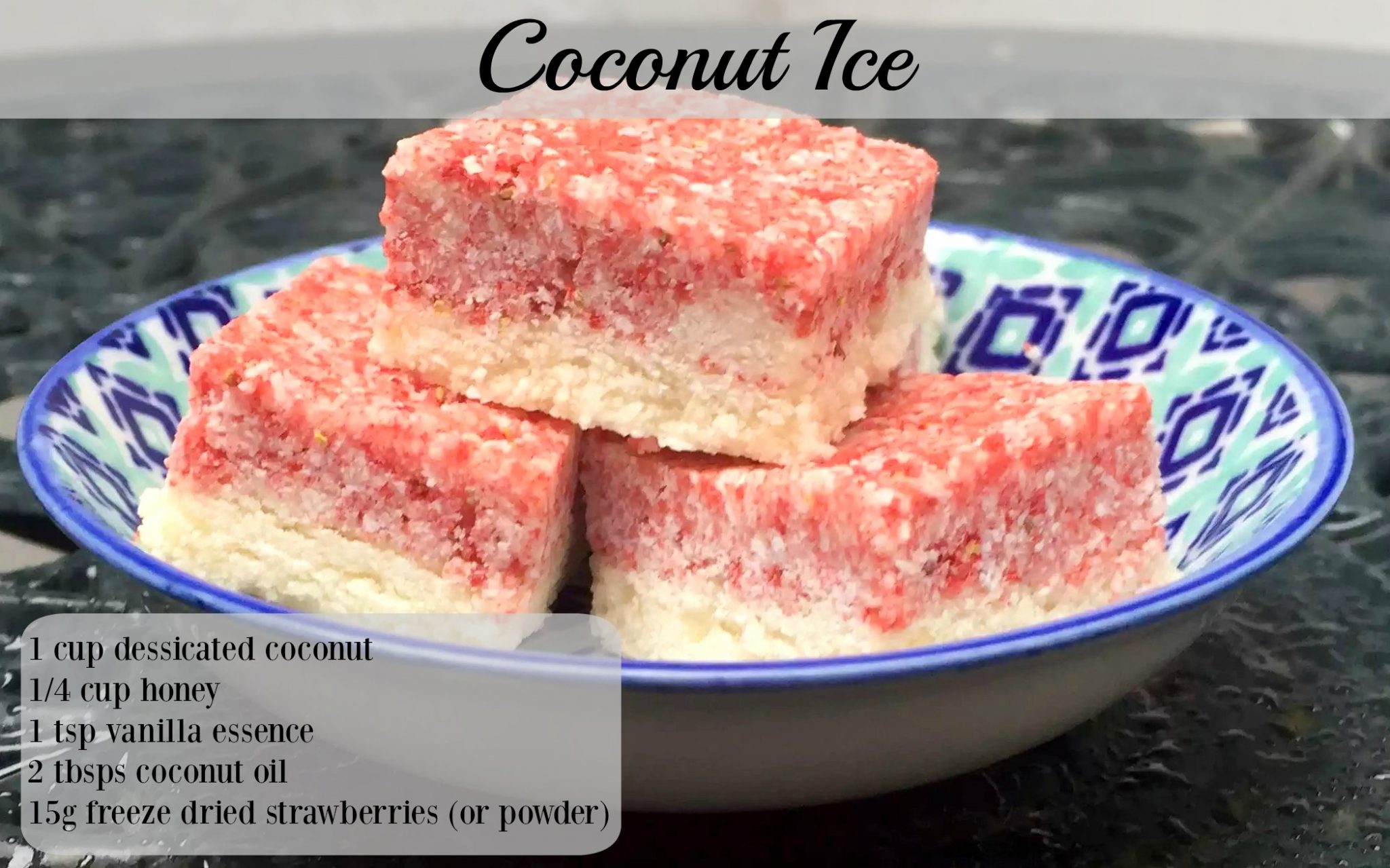 Coconut Ice Sugar-Free Grain-Free Gluten-Free SCD Paleo Strawberry Honey