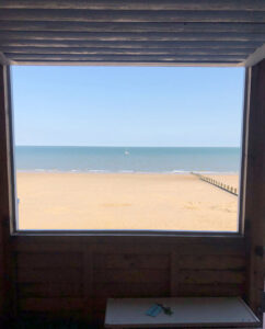 View from the beach hut at Frinton on Sea