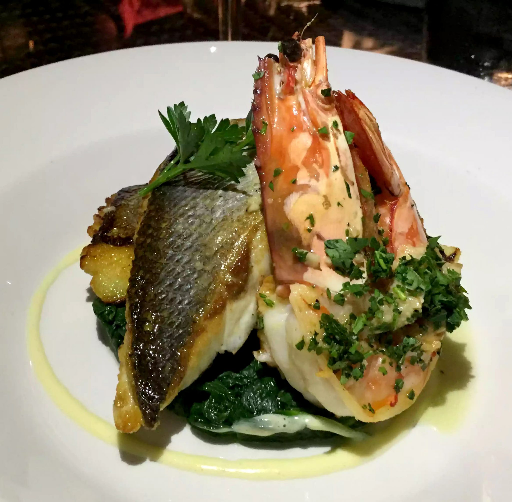 A Quinta Restaurant Almancil Algarve Portugal Sea bass, Cod, Prawn Shrimp