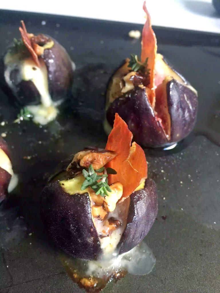 Grilled Figs with Goats Cheese, Crispy Prosciutto, Pecans & Honey by Emma Eats & Explores