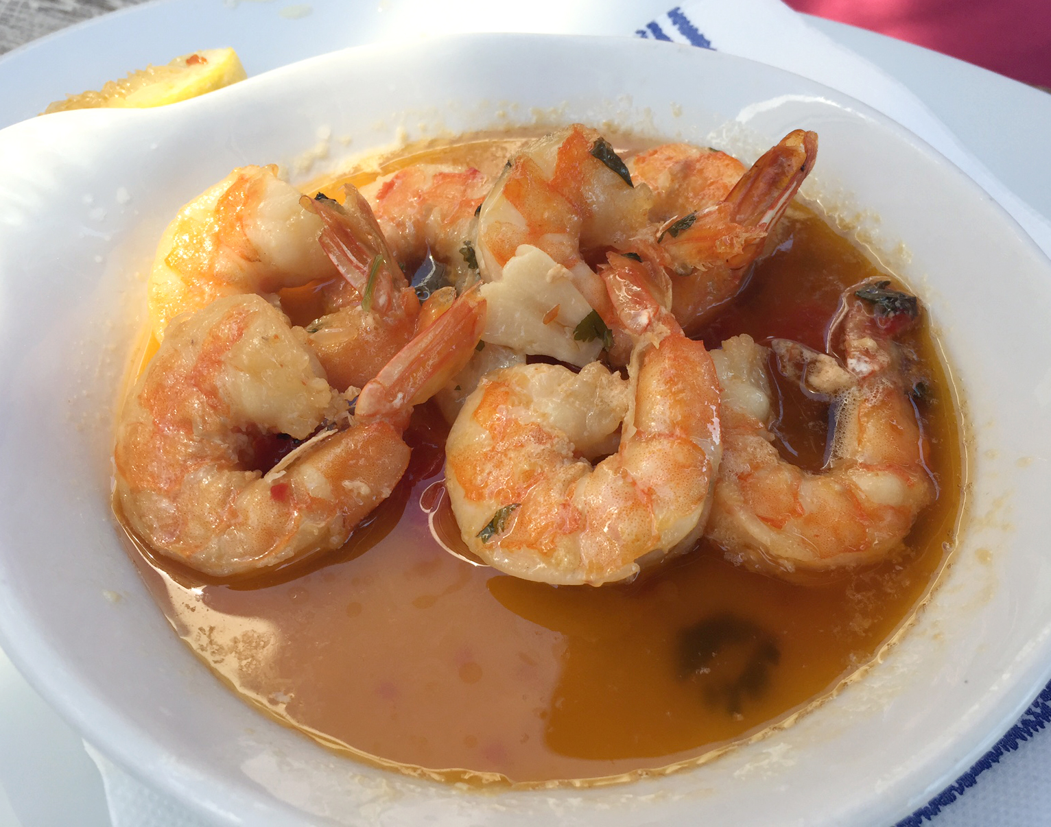 Marias Restaurant - Praia de Garrao - Algarve - Portugal - Prawns Chilli Garlic Brandy