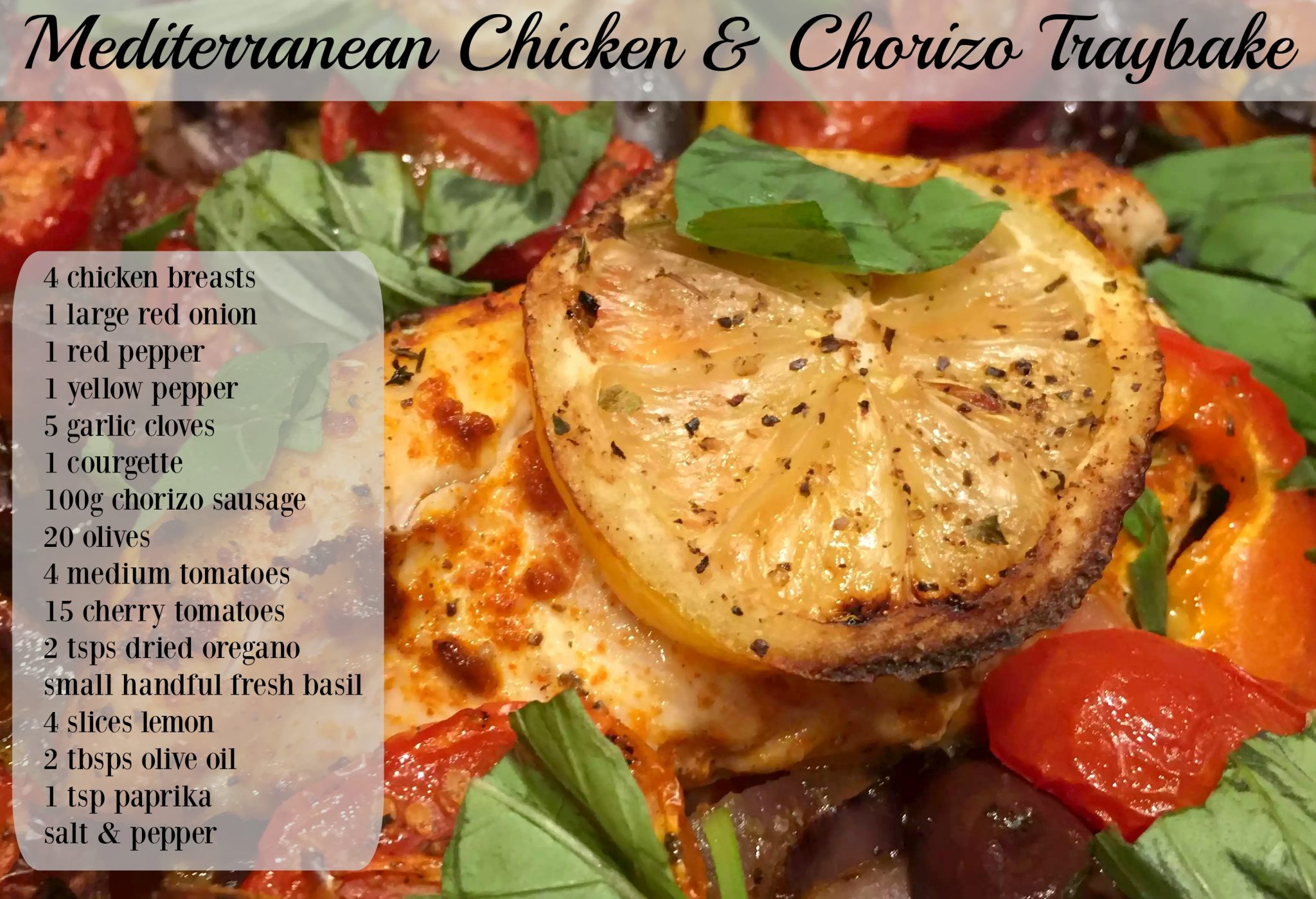 Mediterranean Chicken & Chorizo Traybake with Roasted Vegetables Paprika and Olives - SCD, Paleo, Grain-Free, Gluten-Free, Dairy-Free, Refined Sugar-Free, Clean-Eating