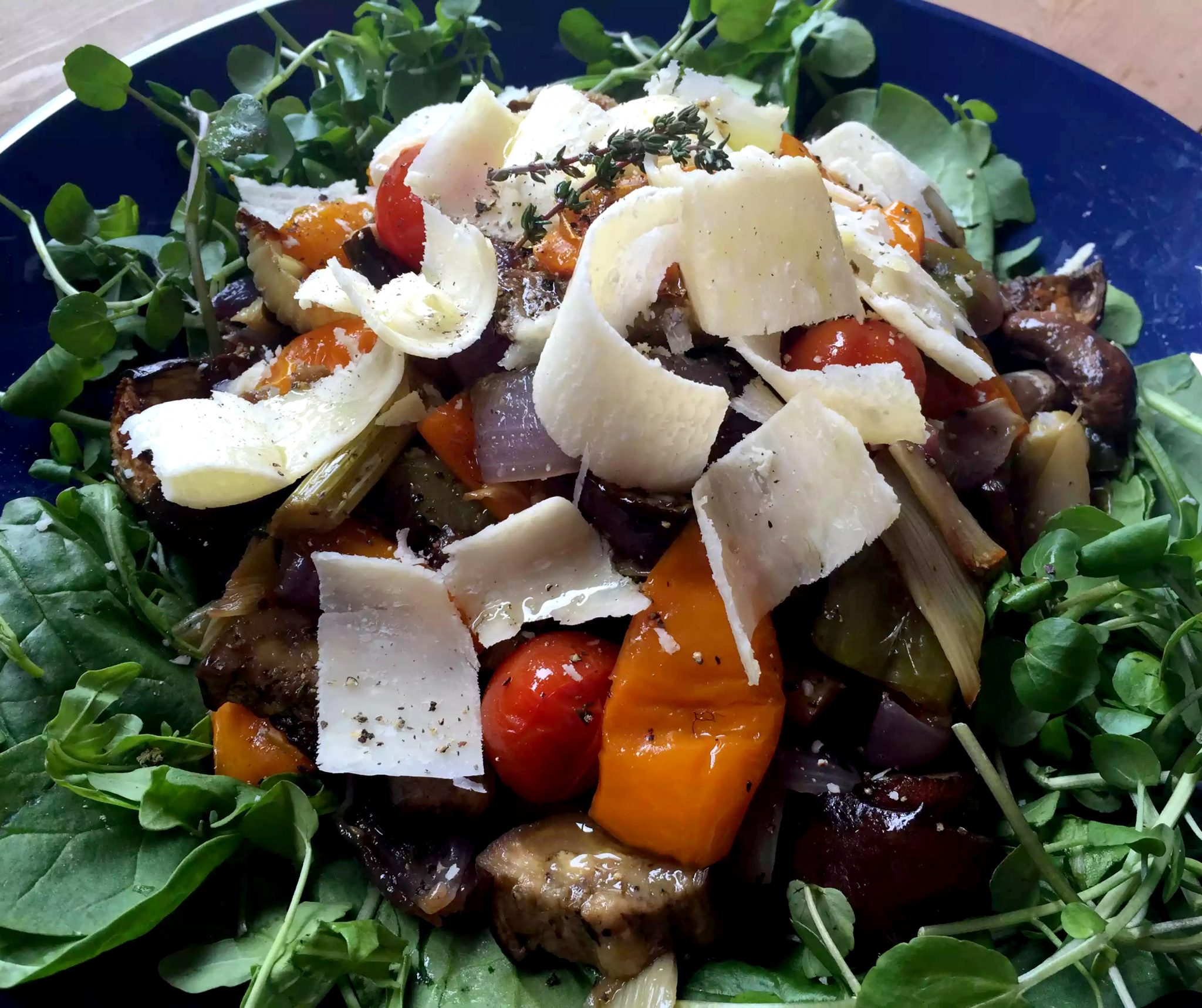 Thyme Roasted Vegetable Salad with Parmesan Shavings - SCD, Paleo, Grain-Free, Gluten-Free, Vegetarian, Sugar-Free