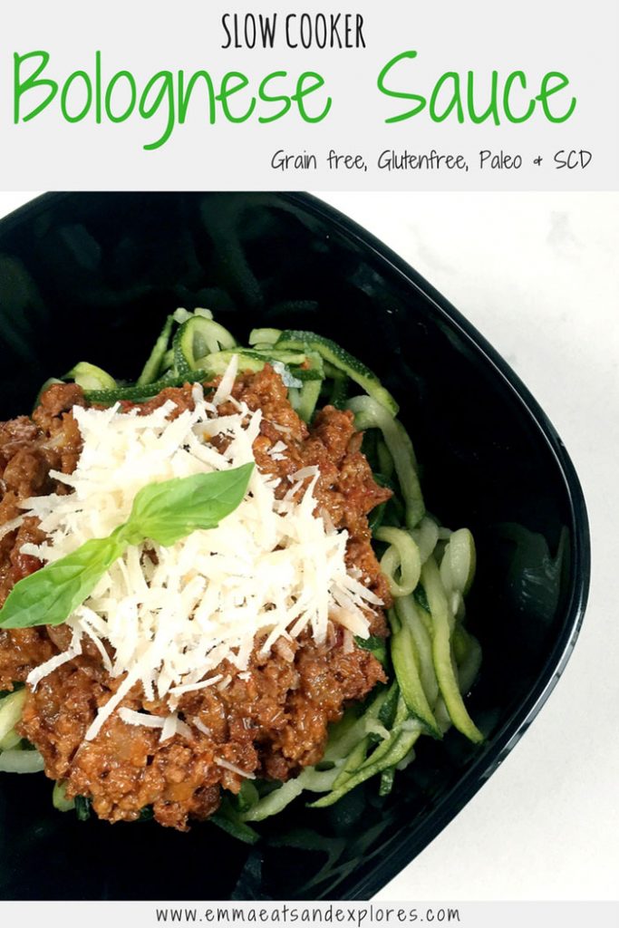 Slow Cooked Bolognese Sauce with Courgetti Spaghetti by Emma Eats & Explores - SCD, Paleo, Grainfree, Glutenfree, Dairyfree, Sugarfree & Low Carb