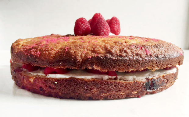 Raspberry Almond Cake with Coconut Cream Filling by Emma Eats & Explores - Grainfree, Glutenfree, Dairyfree, Refined Sugarfree, Paleo, SCD, Vegetarian