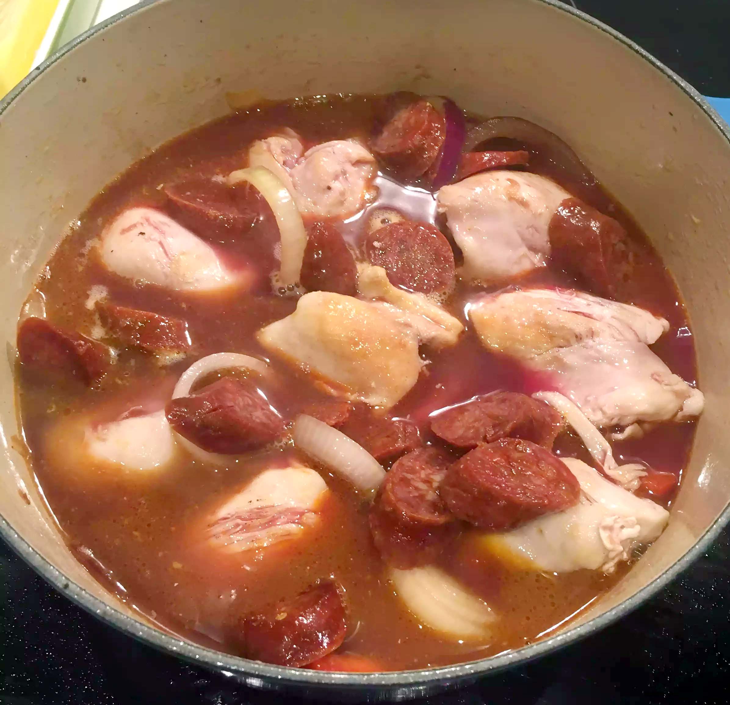 Chicken & Chorizo Stew with Rioja, Spanish Style by Emma Eats & Explores - Gluten-Free, Grain-Free, Dairy-Free, Sugar-Free, SCD & Paleo