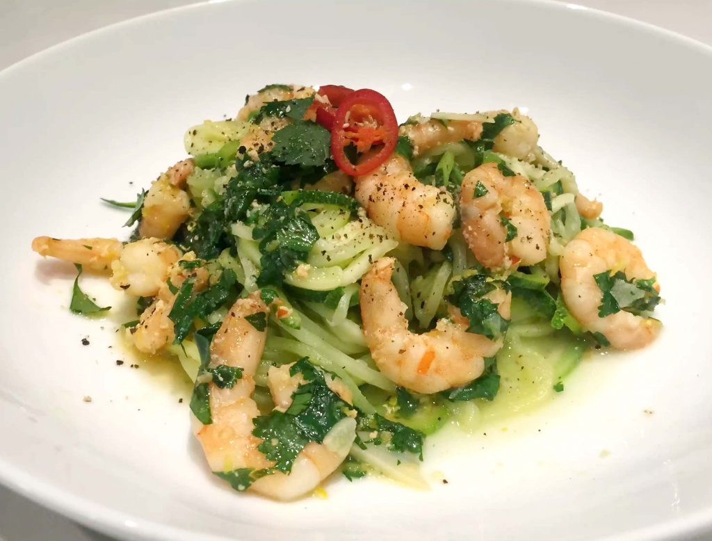 Courgetti Aglio E Olio with King Prawns - Zucchini Zoodles with Chilli, Garlic & Jumbo Shrimp - by Emma Eats & Explores - Gluten-Free, Grain-Free, Dairy-Free, Sugar-Free, Whole30, SCD, Paleo, Pescatarian