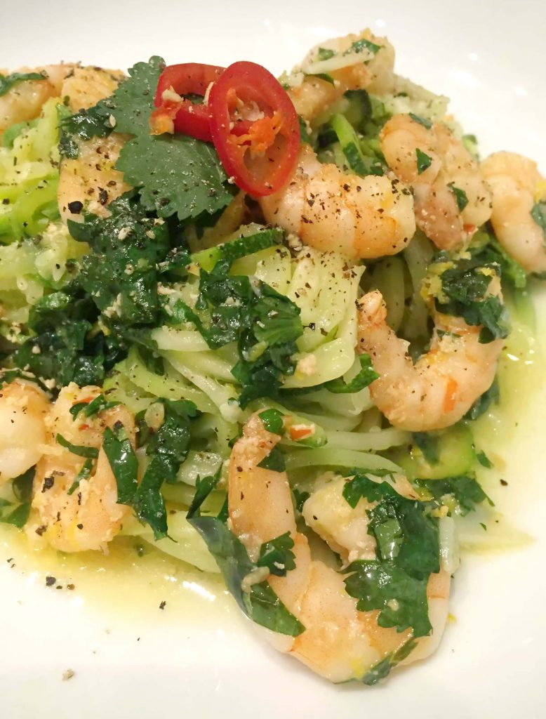 Courgetti Aglio E Olio with King Prawns - Zucchini Zoodles with Chilli, Garlic & Jumbo Shrimp - by Emma Eats & Explores - Gluten-Free, Grain-Free, Dairy-Free, Sugar-Free, Whole30, SCD, Paleo, Pescatarian