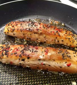 Sweet Chilli Salmon with Sesame Seeds by Emma Eats & Explores - Grain-Free, Gluten-Free, Dairy-Free, Pescatarian, Dairy-Free, Paleo, SCD