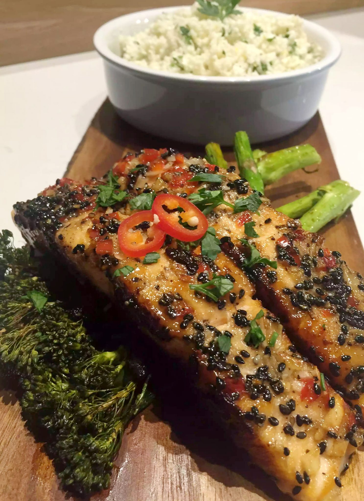 Sweet Chilli Salmon with Sesame Seeds