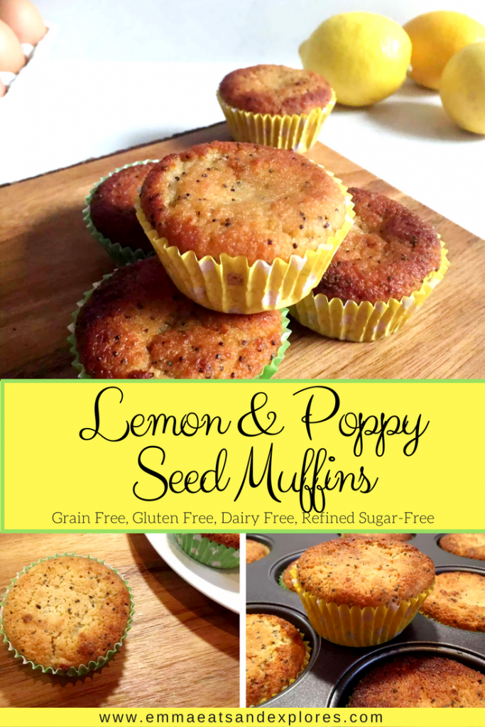 Lemon & Poppy Seed Muffins by Emma Eats & Explores - Grainfree, Glutenfree, Refined Sugarfree, Dairyfree, Paleo, SCD, Vegetarian