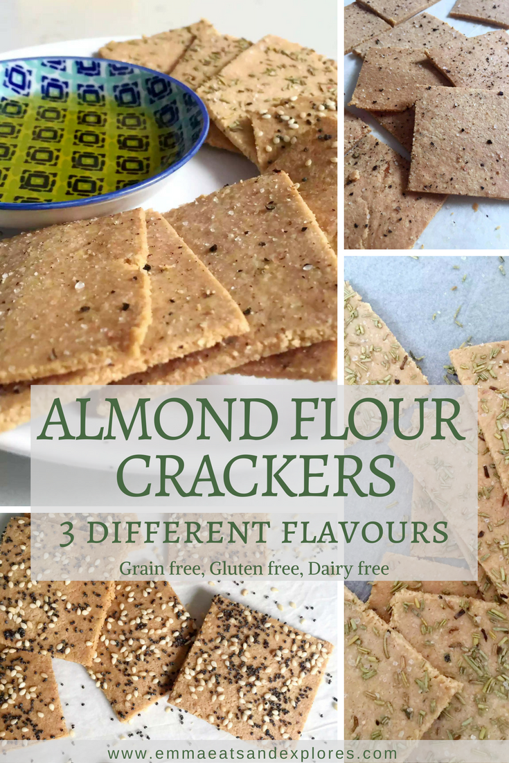 Almond Flour Crackers - 3 ways by Emma Eats & Explores - Grainfree, Glutenfree, Dairyfree, Sugarfree, Paleo, SCD, Vegan, Vegetarian, Whole30, Low Carb, LCHF