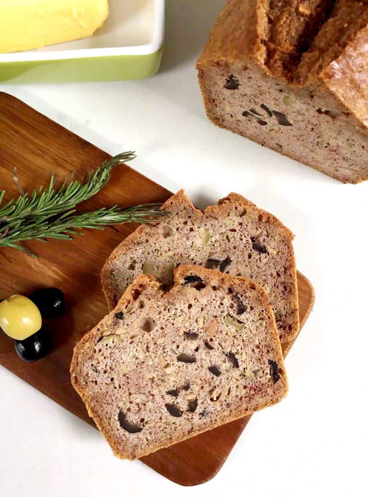 Grain Free Bread with Olives & Rosemary by Emma Eats & Explores - Grainfree, Glutenfree, Refined Sugarfree, Dairyfree, Paleo, SCD, Whole30, Low Carb & Vegetarian