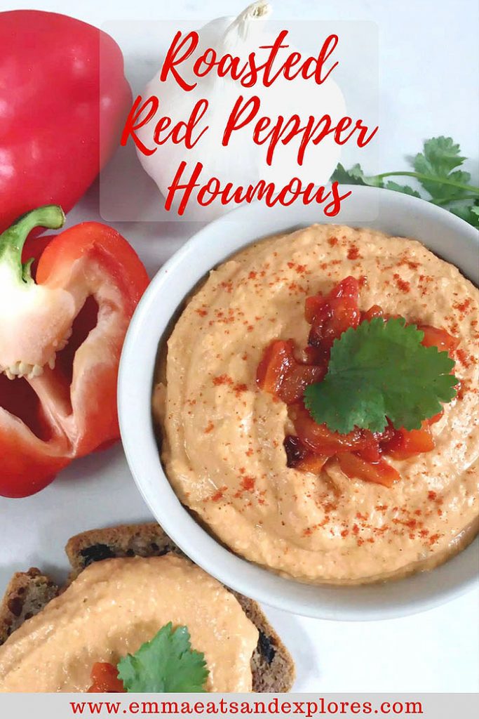Roasted Red Pepper Houmous (Roasted Capsicum Hummus) by Emma Eats & Explores - Grainfree, Glutenfree, Refined Sugarfree, Dairyfree, SCD, Vegan, Vegetarian & Low Carb