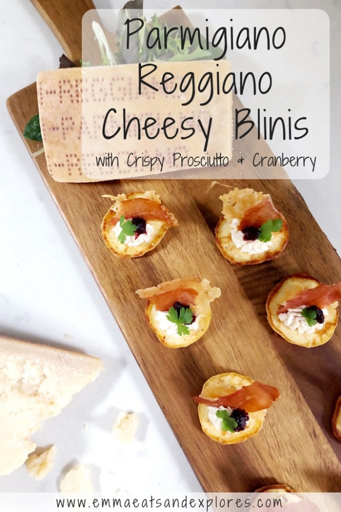 Cheesy Parmesan Blinis with Crispy Prosciutto & Cranberry - Grainfree, Glutenfree, Refined Sugarfree, Paleo, SCD & Low Carb