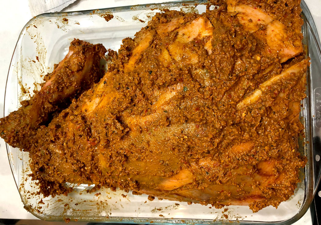 SlowRoasted, Indian Spiced Leg of Lamb with Pomegranate, Pistachios