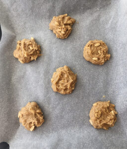 Raw SCD Peanut Butter Cookies on baking tray ready for the oven