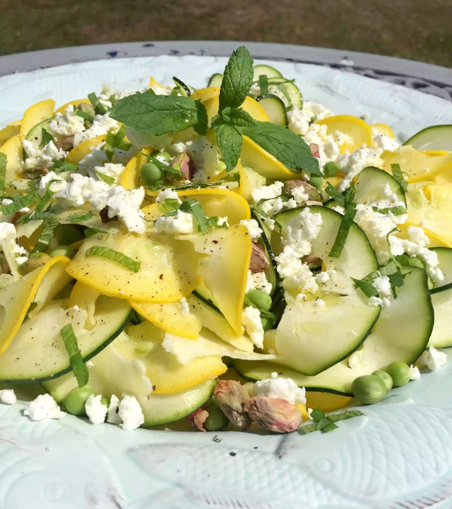 (Zucchini) Courgette Pea & Feta Summer Salad with Pistachios and Mint by Emma Eats & Explores - Grainfree, Glutenfree, Sugarfree, Paleo, SCD, Low Carb, Vegetarian