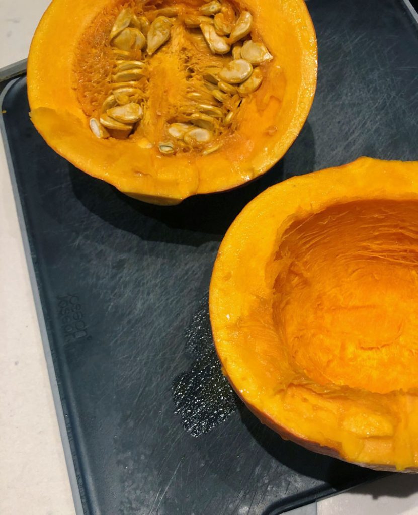 Acorn Squash Halved and Seeded