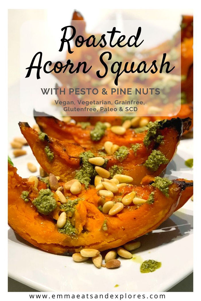 Roasted Acorn Squash with Pesto & Pine Nuts - Emma Eats & Explores