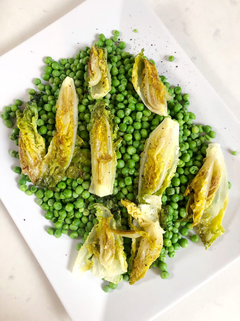 Buttered & Charred Lettuce with Peas - Emma Eats & Explores