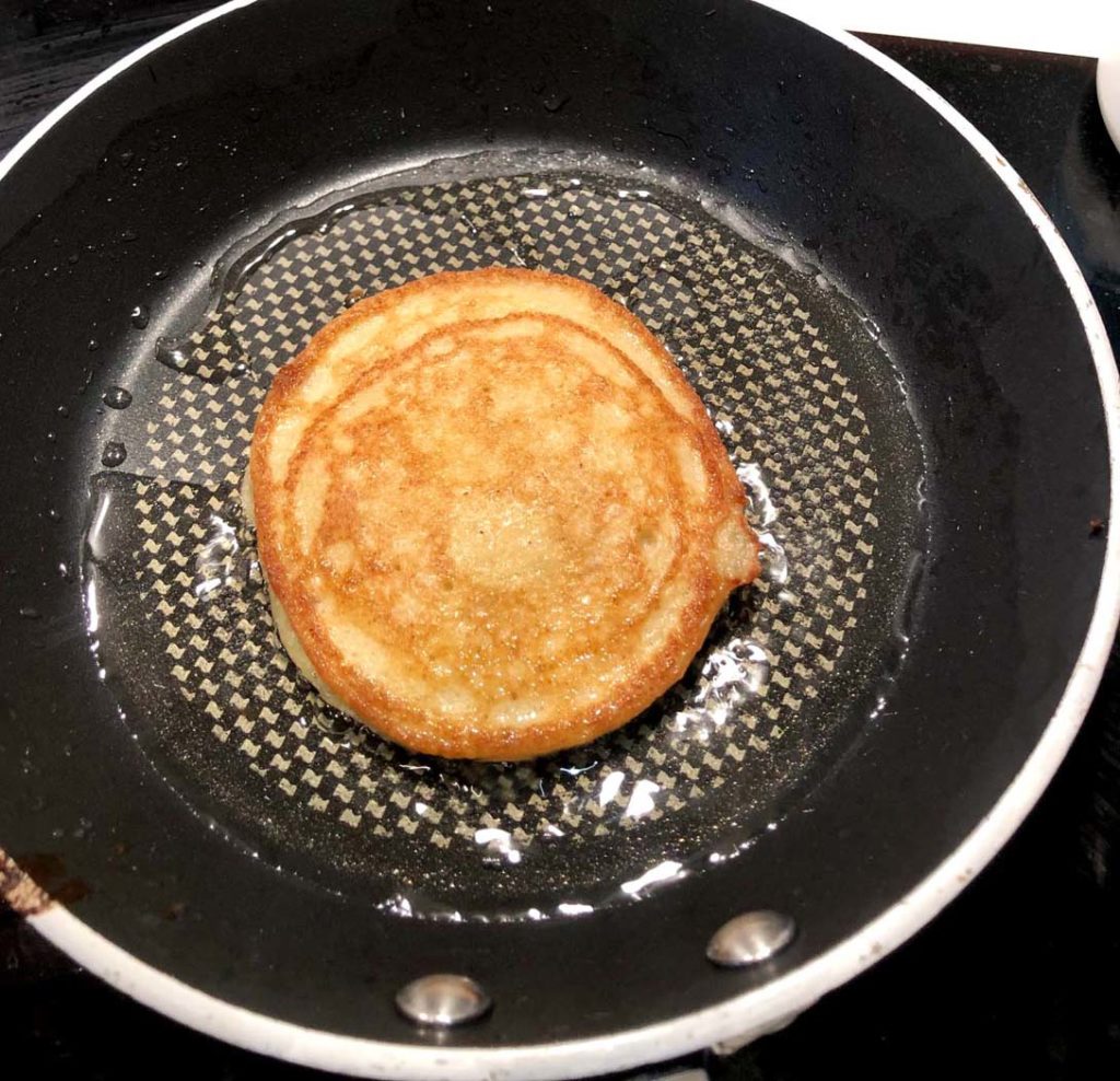 HazelnutFlour Pancakes cooking in frying pan