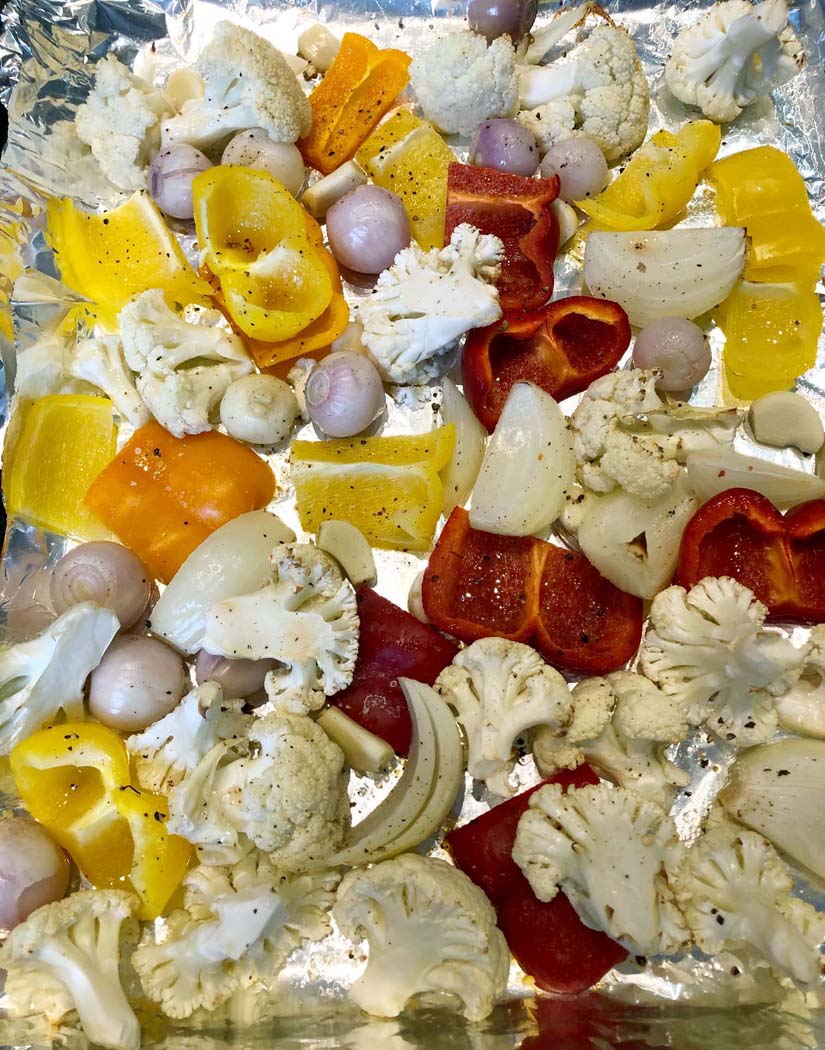 Pesto Salmon Traybake with Roasted Vegetables - Emma Eats & Explores