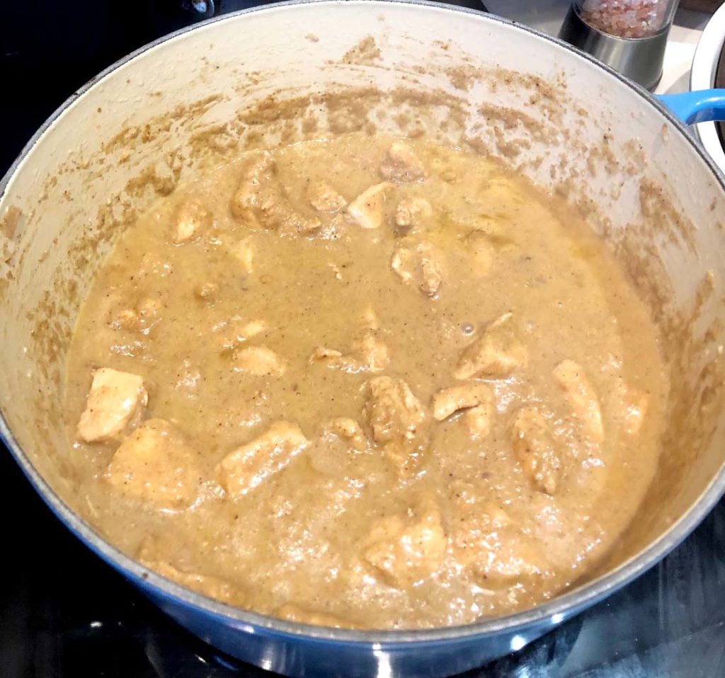 Simmering teh Zanzibar Coconut Chicken Curry