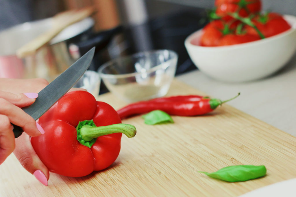 Cooking - cutting red pepper