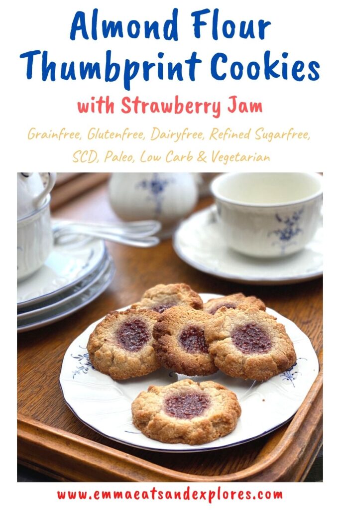 Grainfree Almond Flour Thumbprint Cookies with Strawberry Jam