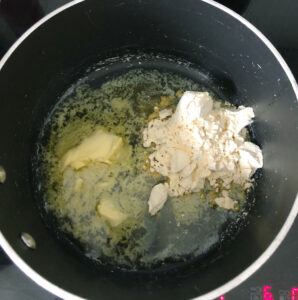 Gram Flour & Butter in saucepan