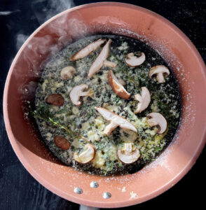 Frying Garlic, Thyme & Mushrooms