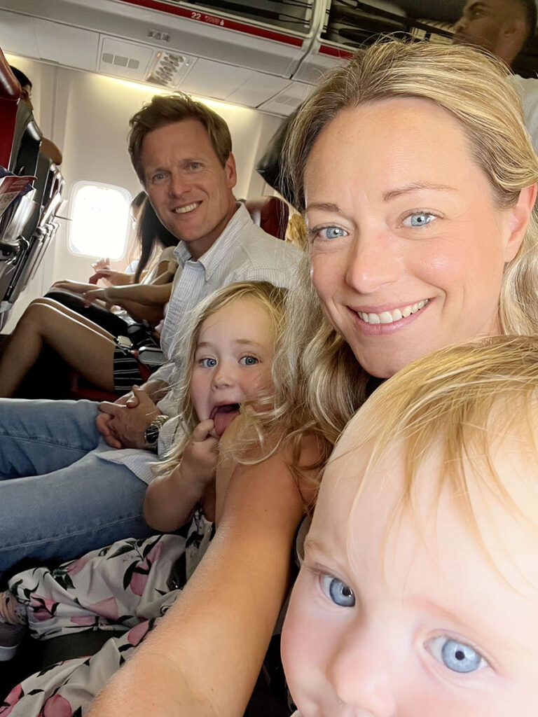 Dan, Nellie, Lottie & I on our Jet2Flight to Nessebar Bulgaria