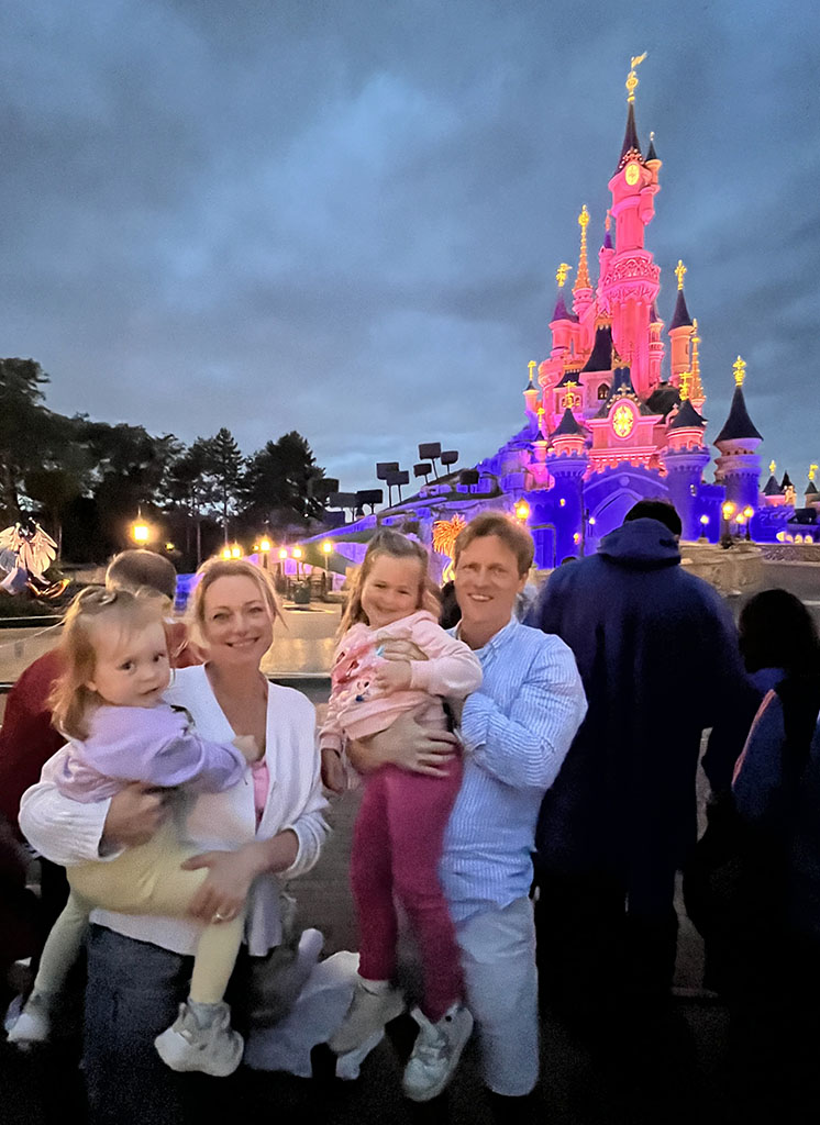 Family Photo at the fireworks at Disneyland Paris