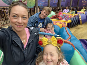 Family on the flying carpets ride at Disney Studios Paris